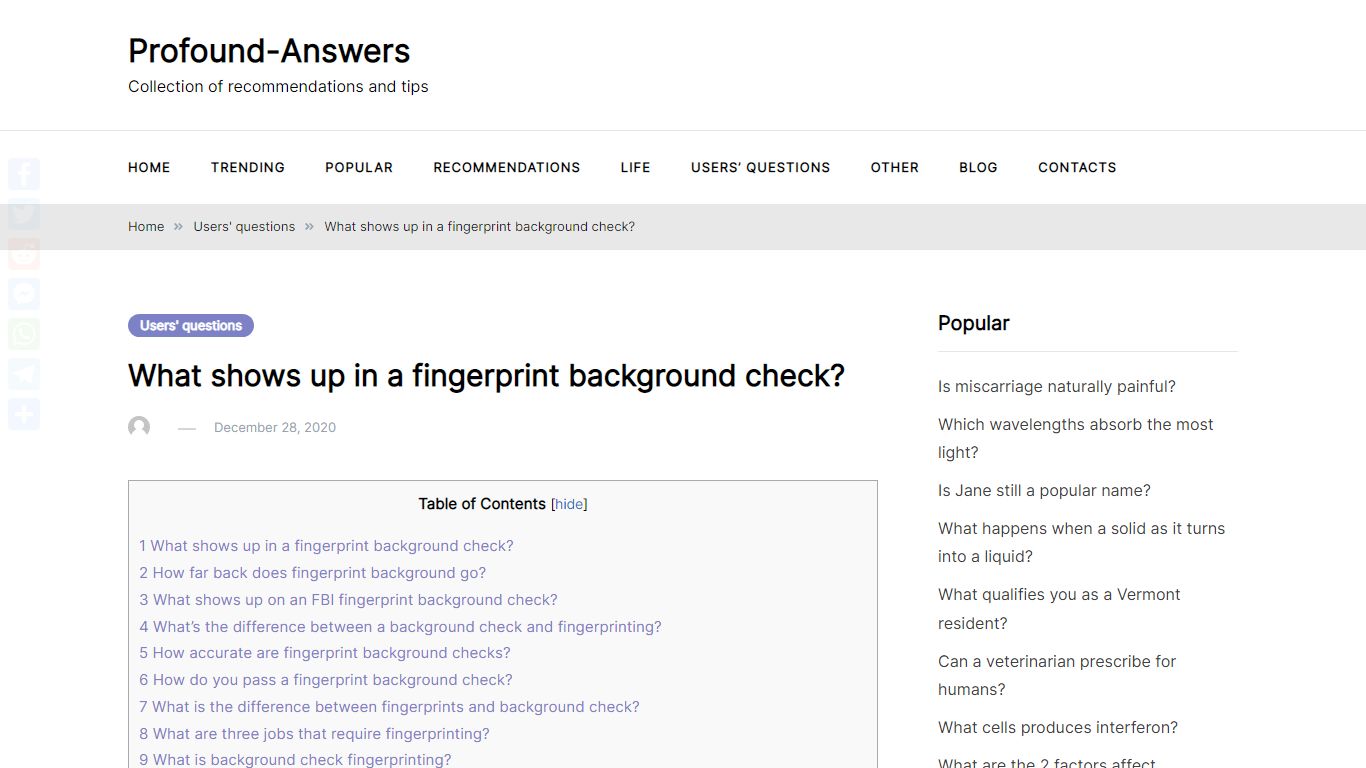 What shows up in a fingerprint background check?